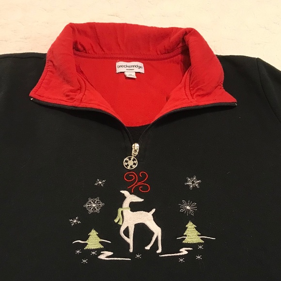 Breckenridge holiday black sweatshirt with embroidered reindeer design (3X) - Picture 7 of 16